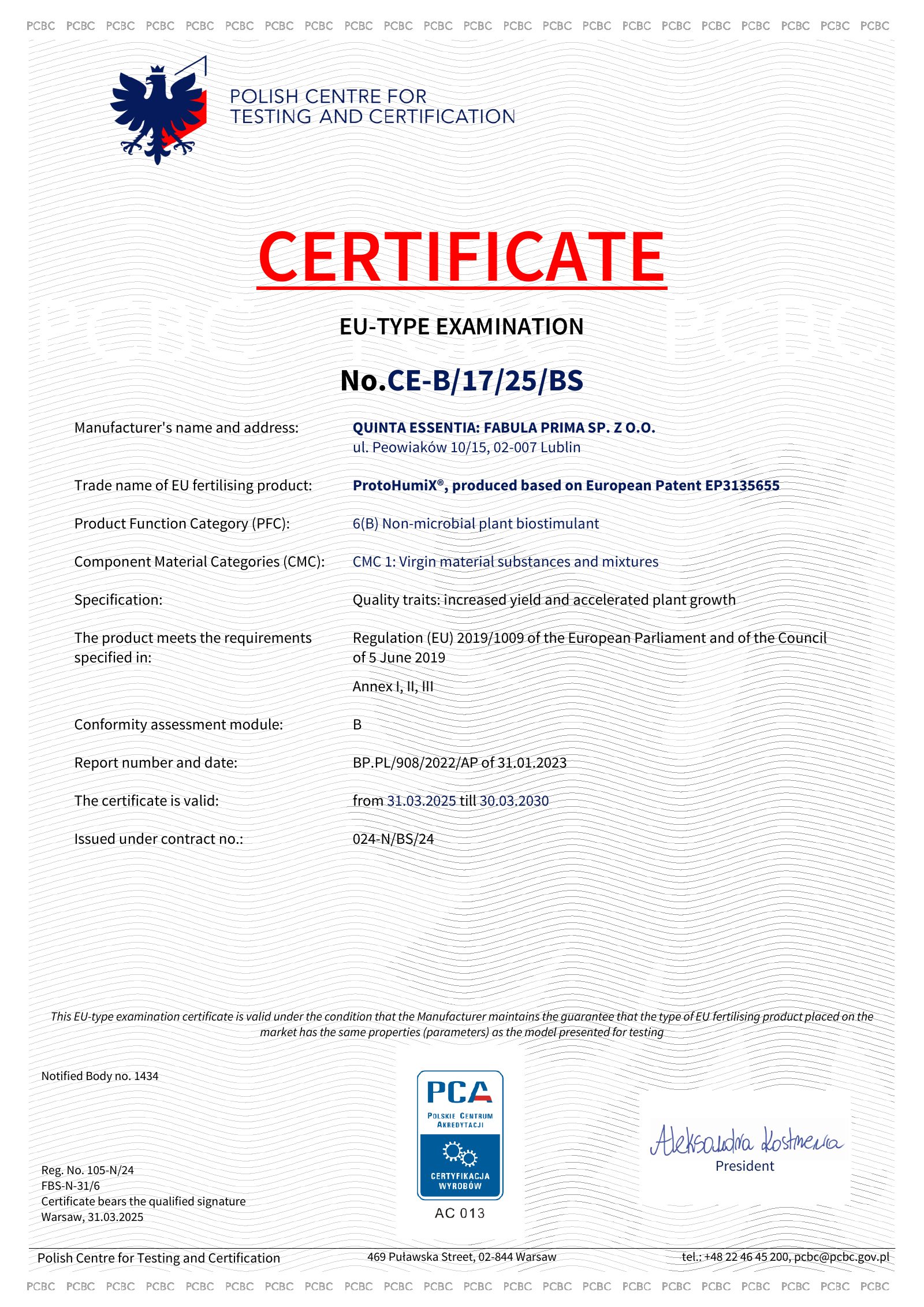 CE — محفّز حيوي نباتي PFC 6(B)